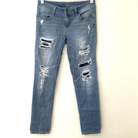 BOYFRIEND DISTRESSED JEANS - Picture 1 of 8